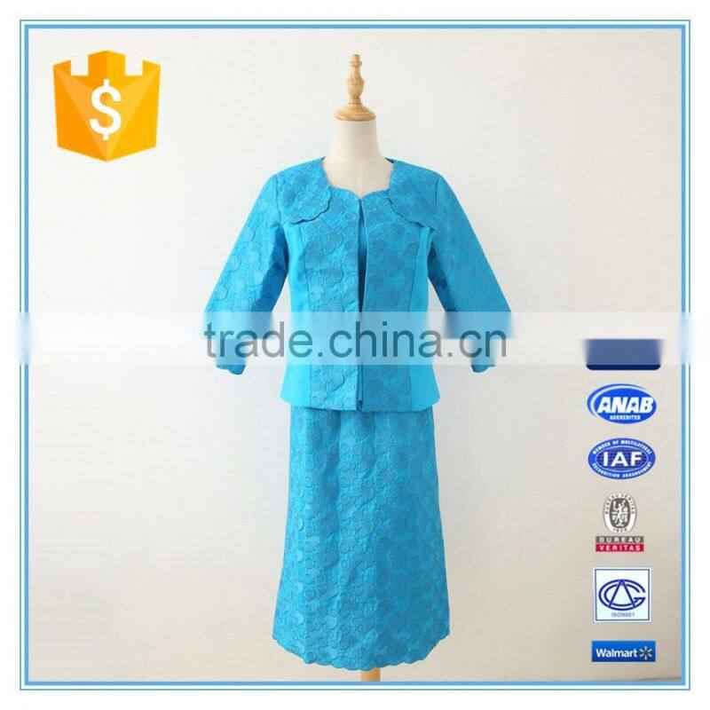 Latest Design Bubble Heavy Embroidery Church Suits for Female
