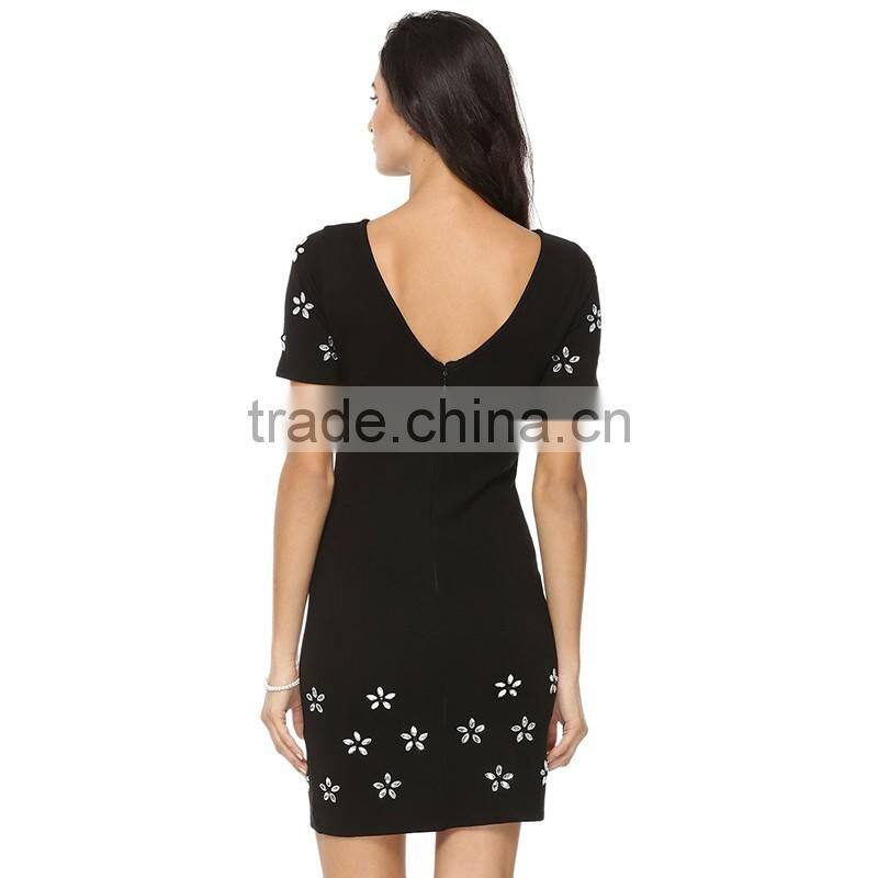 Short sleeve snow printed short dress latest a line frocks designs