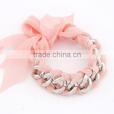 fabric cloth Bracelet with gold charm, silk cloth Bracelet with evil eye bead charm new design fabric bracelet