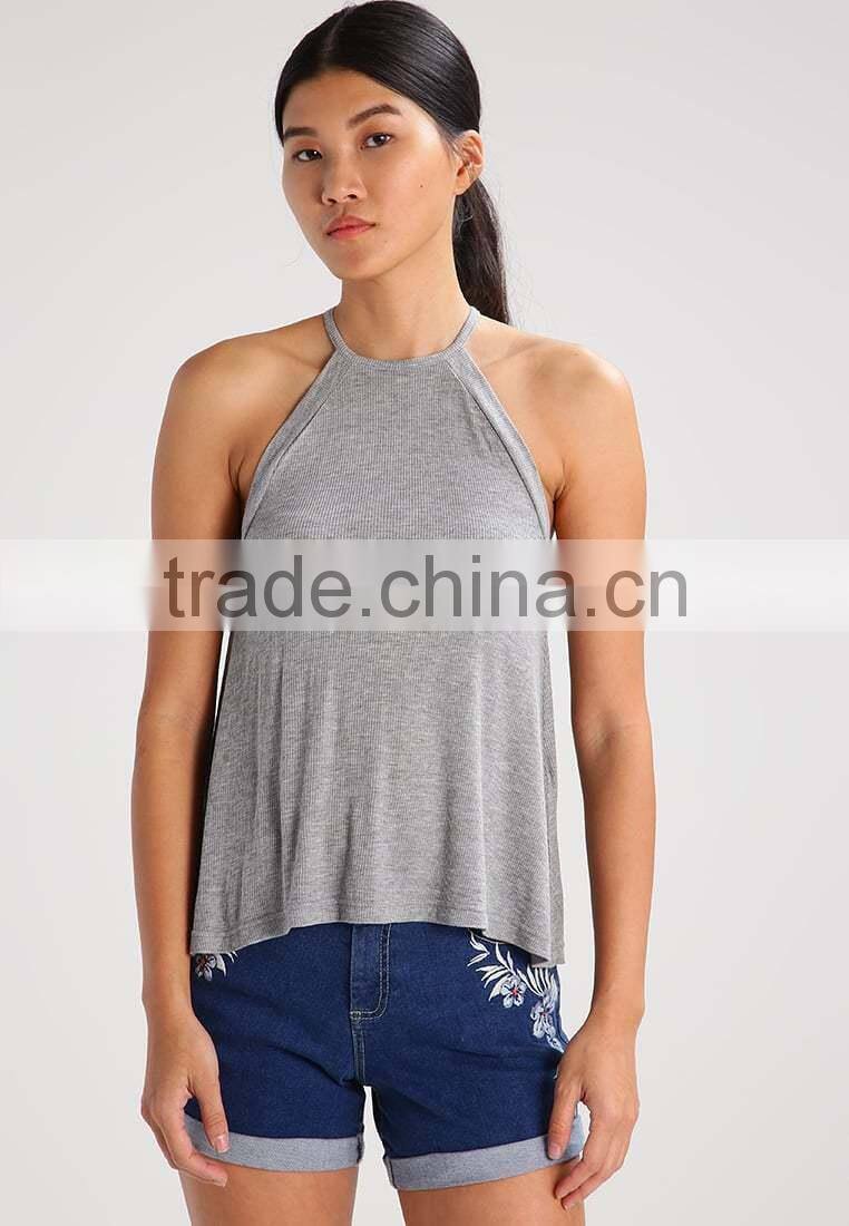 MGOO New Fashion Racer Back Knitted Loose Fit Tops For Women Solid Color High Neck Tank Tops