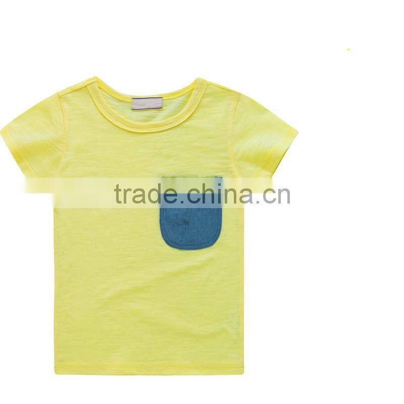 Wholesale Kids Summer Right Side Pocket Blank Cotton T-shirt