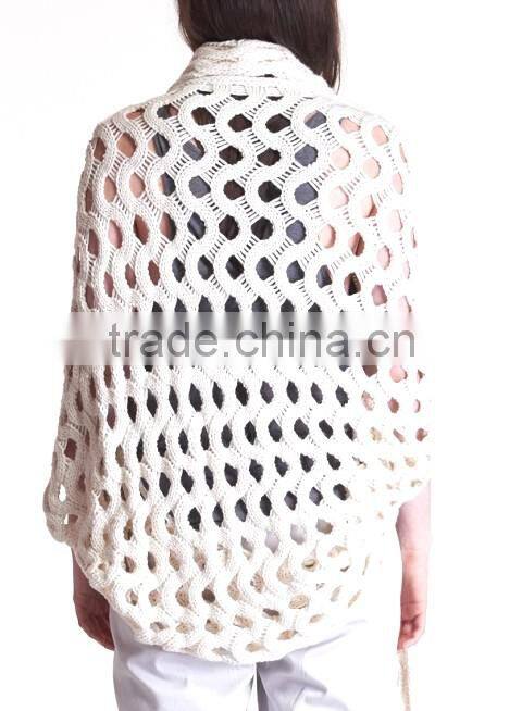 OEM supplier fashion alpaca shawl scarf open wave knitted ladies cape
