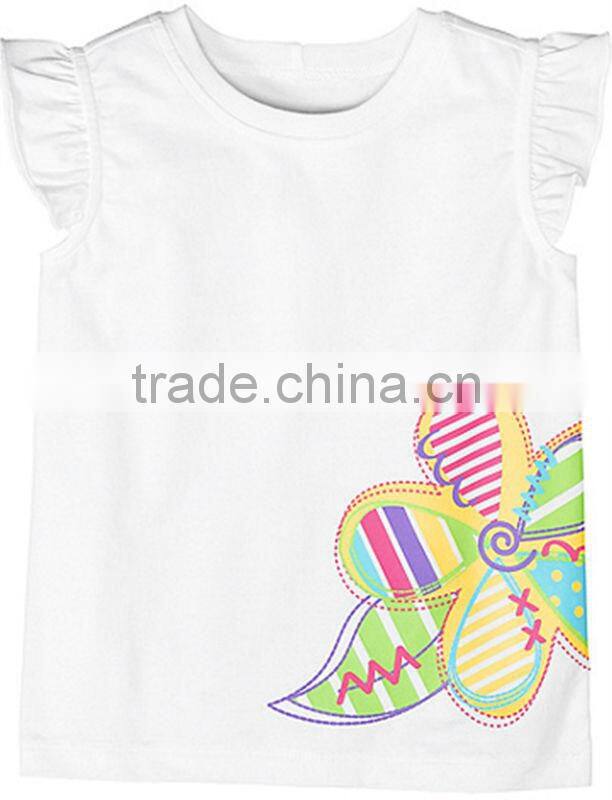 Ruffle sleeve striped v neck t shirt for Girls