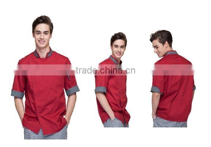 Juqian new fashion Man Chef's Short Sleeve Jacket Restaurant & Hotel Kitchen Chef Uniform colors