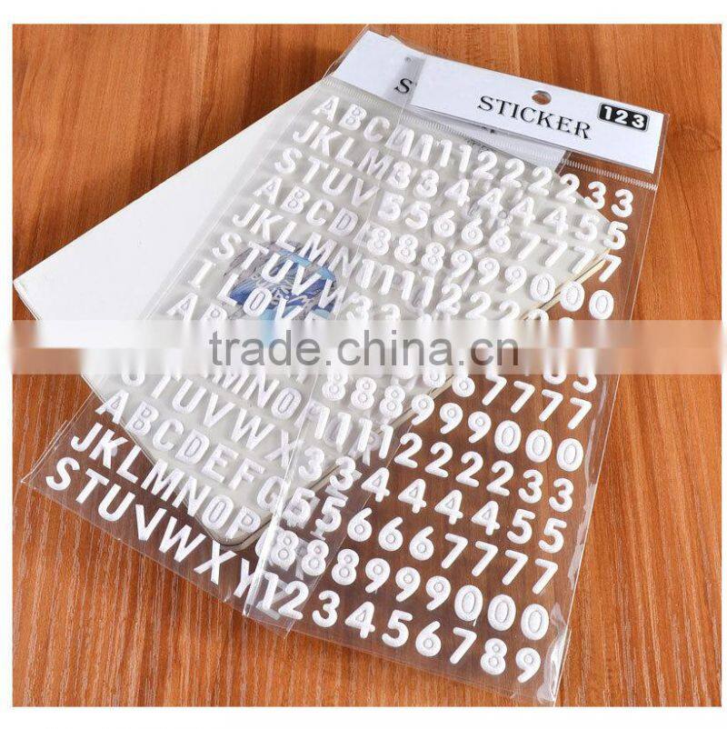 custom cheap adhesive sticker Alphabet / Number shape glitter sticker Children DIY sticker