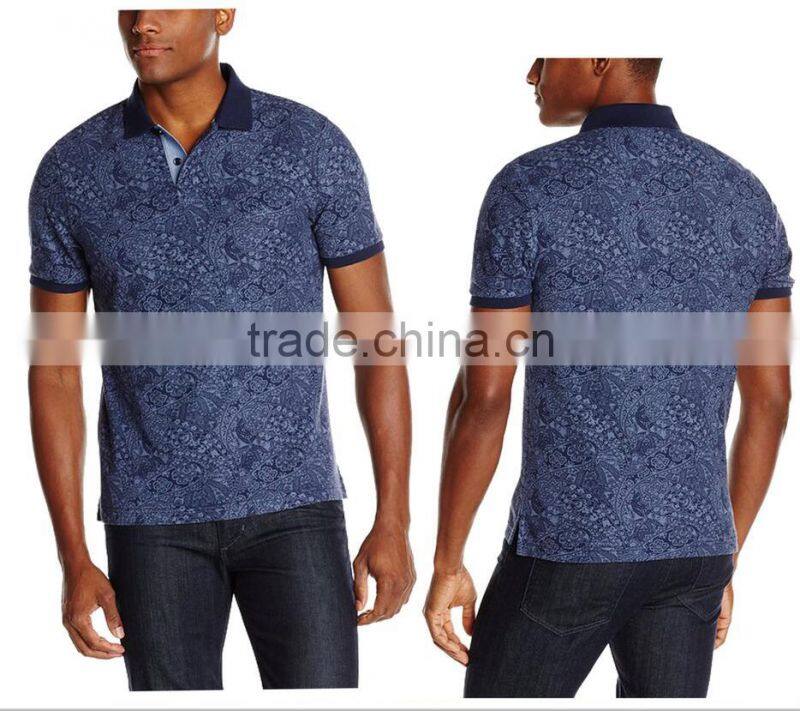 Custom Mens Formal Wholesale Full Printed Different Color Collar Polo Shirt
