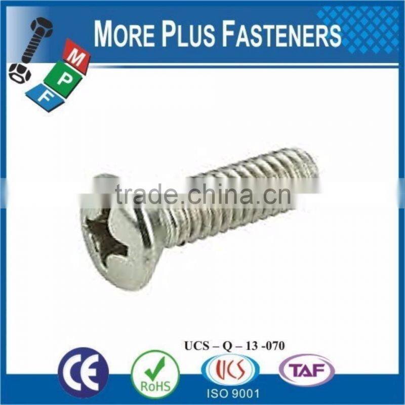 Made in Taiwan ISO 7047 Cross Recessed Oval Head Countersunk Machine Screw Low Carbon Steel Zinc Plated