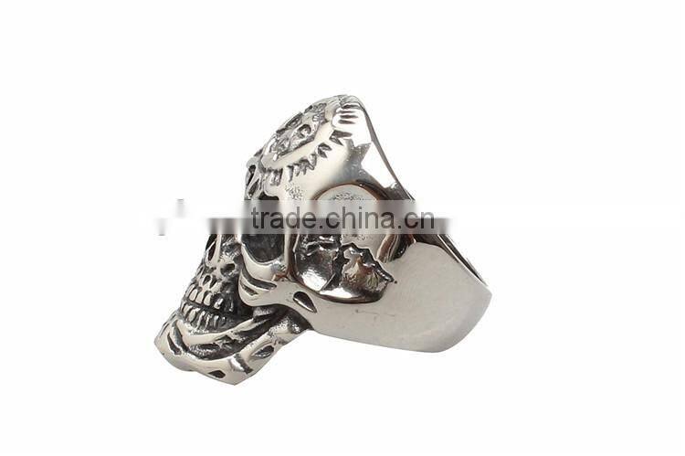 Hot Retro Titanium Steel Jewelry Punk Skull Ring Personality Exaggerated Double-Headed Face Ring