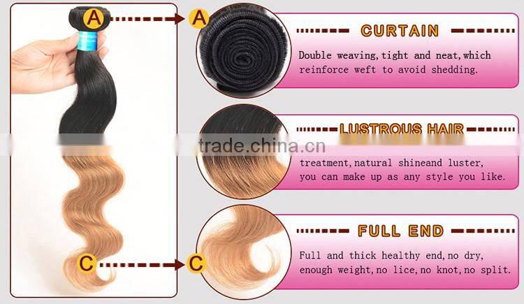 2016 how to start selling brazilian hair ombre weave color 1b/27 body wave
