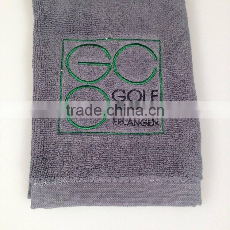 trifold golf towel custom golf towel with text embroidery and clip