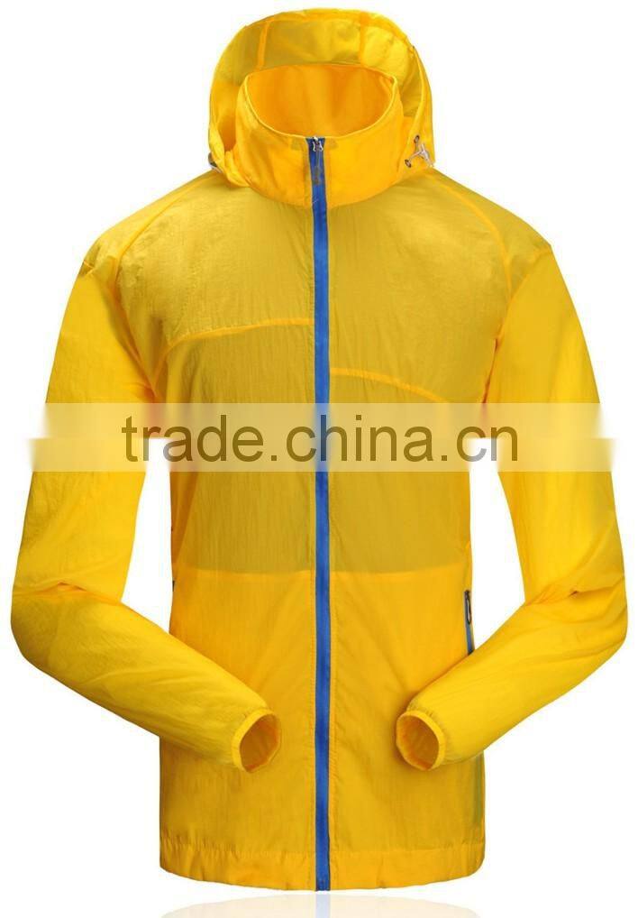 2016 Blue Quick Dry Hooded Mens Nylon Windbreaker