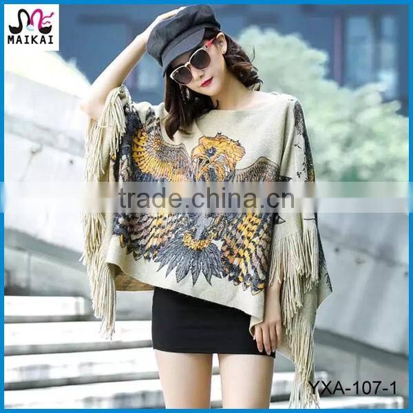 Women's winter fashion animal print free poncho knitting patterns