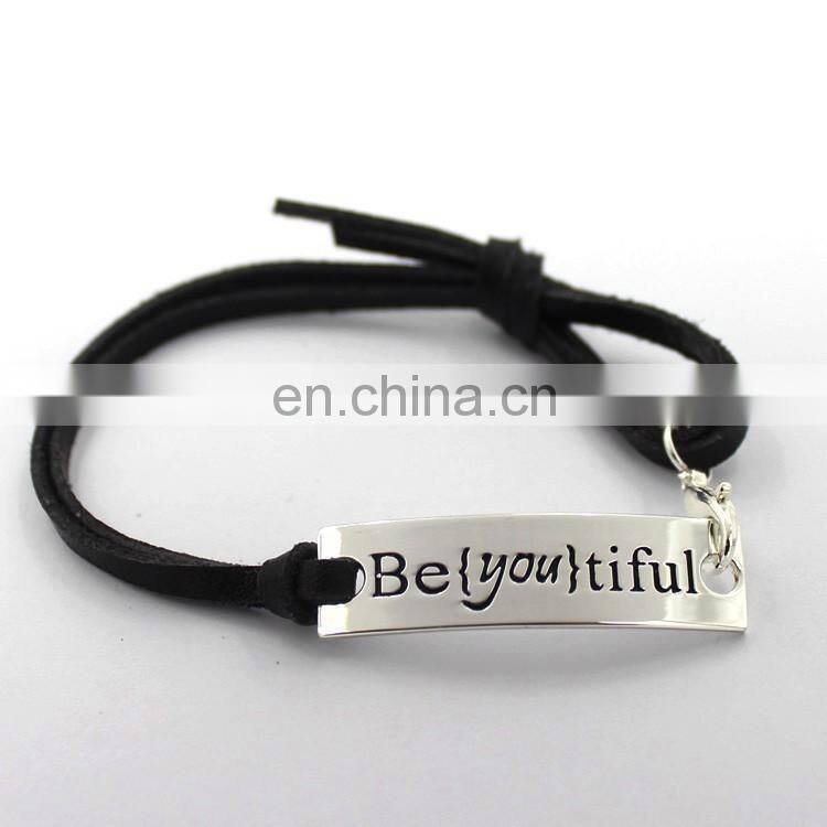 Personlized inspirational Leather engraved Bracelet