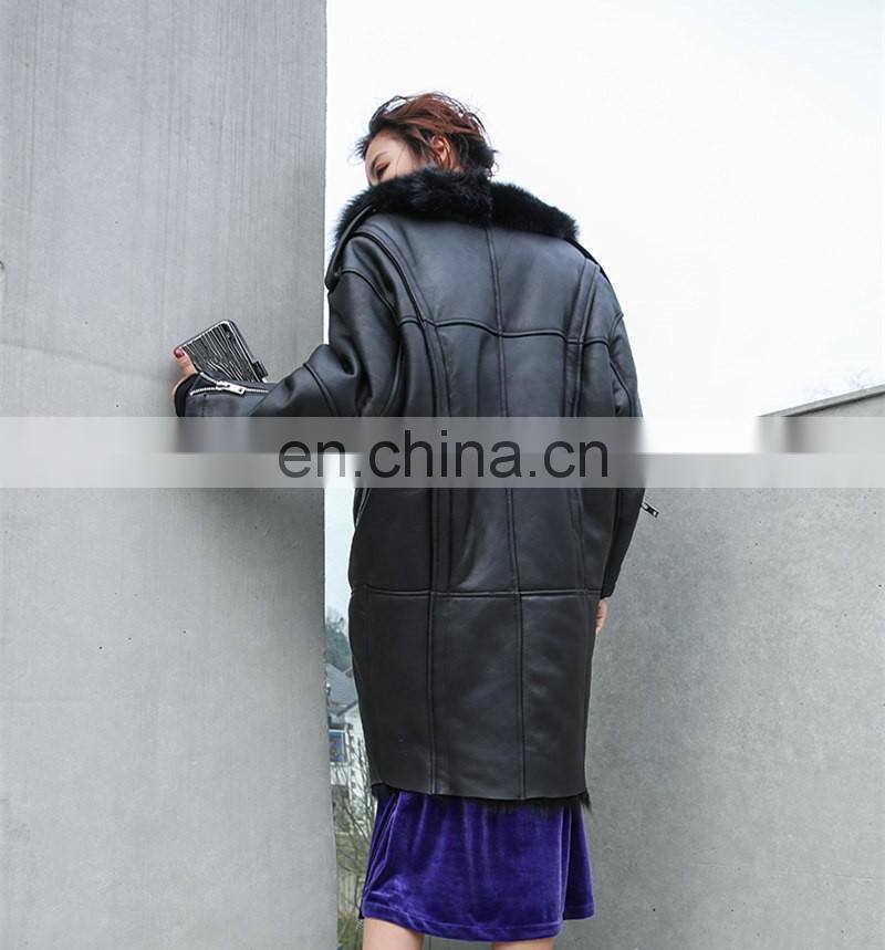Real Sheep Fur Spring Tuscan Leather Jacket Long Sleeve Genuine Leather Jacket