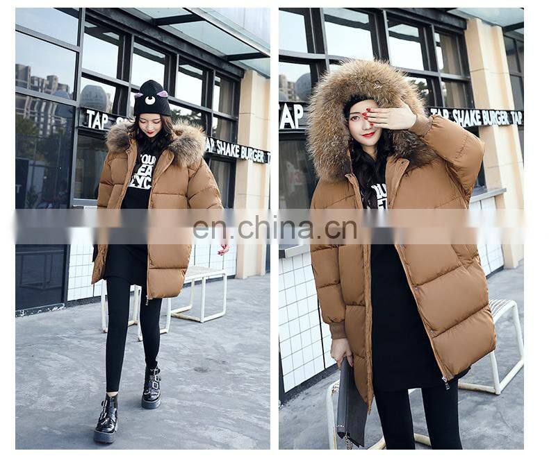 2017 new winter Korean loose large size thick plush cotton in the long section of large fur collar jacket