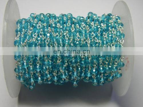 Blue Chalcedony 6mm Gemstone Beaded Chain