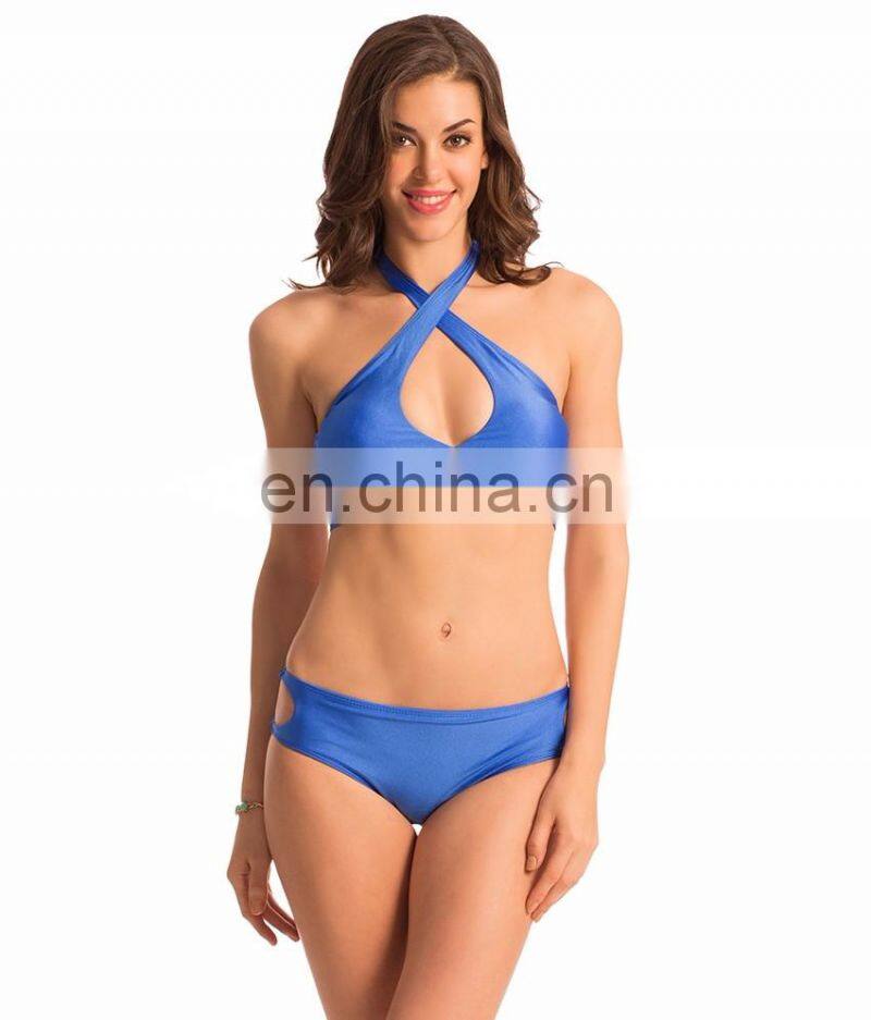 Shimmer Blue Cross Wrap Bikini Set