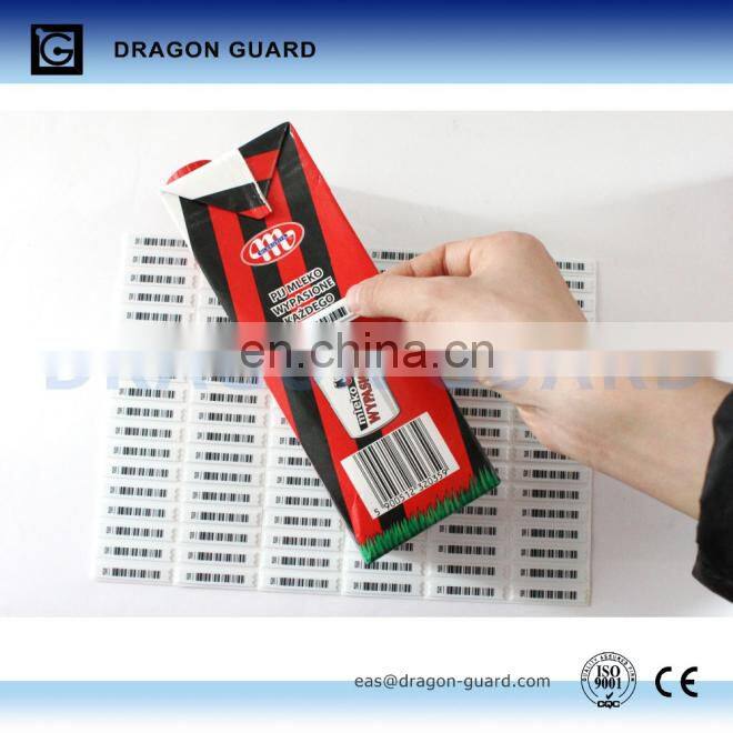 barcode white 58KHz EAS DR eas soft label, EAS anti-theft am soft label