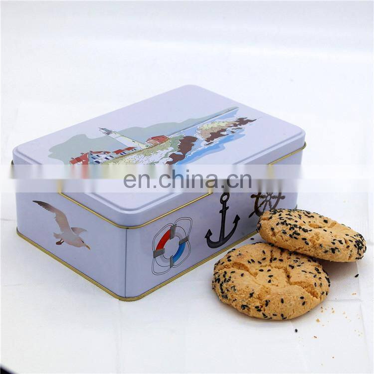 Rectangular food grade metal cookie packaging tin can food storage cookie tin box