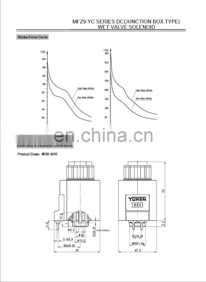 Yuken DC,AC wet- valve soleniod MFZ9-20YC,MFZ9-55YC,MFJ9-26YC,MFJ9-50YC,MFJ9A-26YC,MFJ9A-50YC