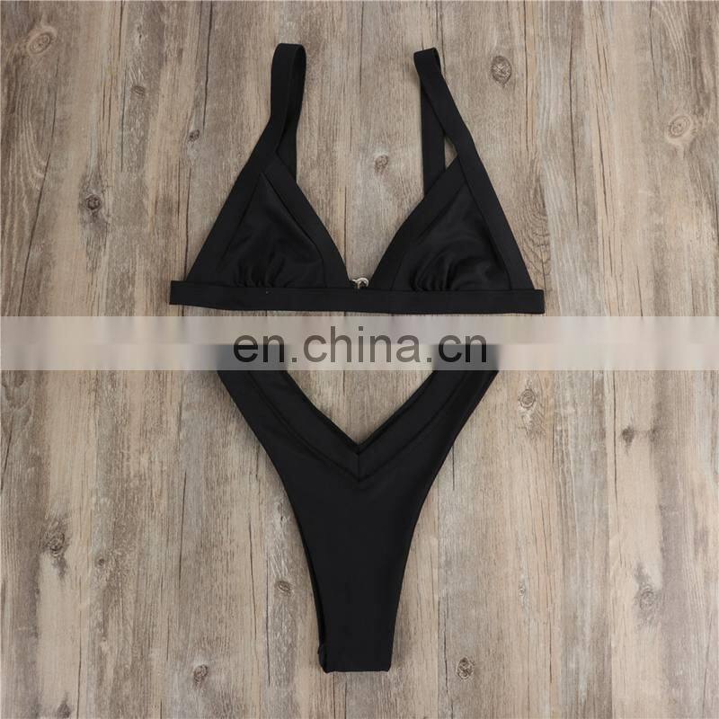 Sub-bikini Deep V Pants Pure Color Women's Bathing Suits Cross-border