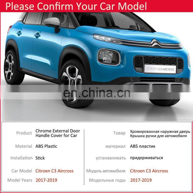 for Citroen C3 Aircross 2017 2018 2019 Luxuriou Chrome Door Handle Cover Trim Car Set Catch Styling Accessories 4Door Stickers