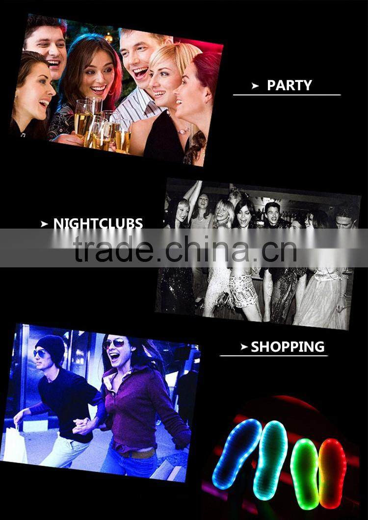 2016 New Wave pure black/white sport casual shoes with 7 colors LED luminous lights and USB charger cable