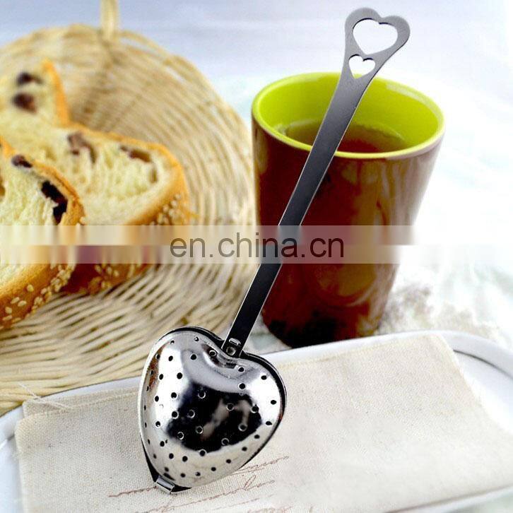 Stainless Steel Heart Tea Infuser Steeper Strainer Spoon Handle Shower
