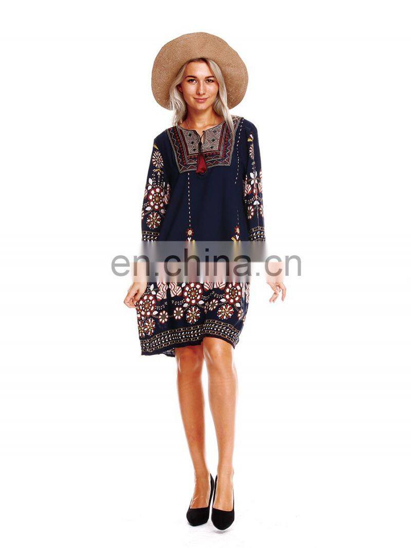 plus size clothes women bohemian style print floral clothing beach casual dress