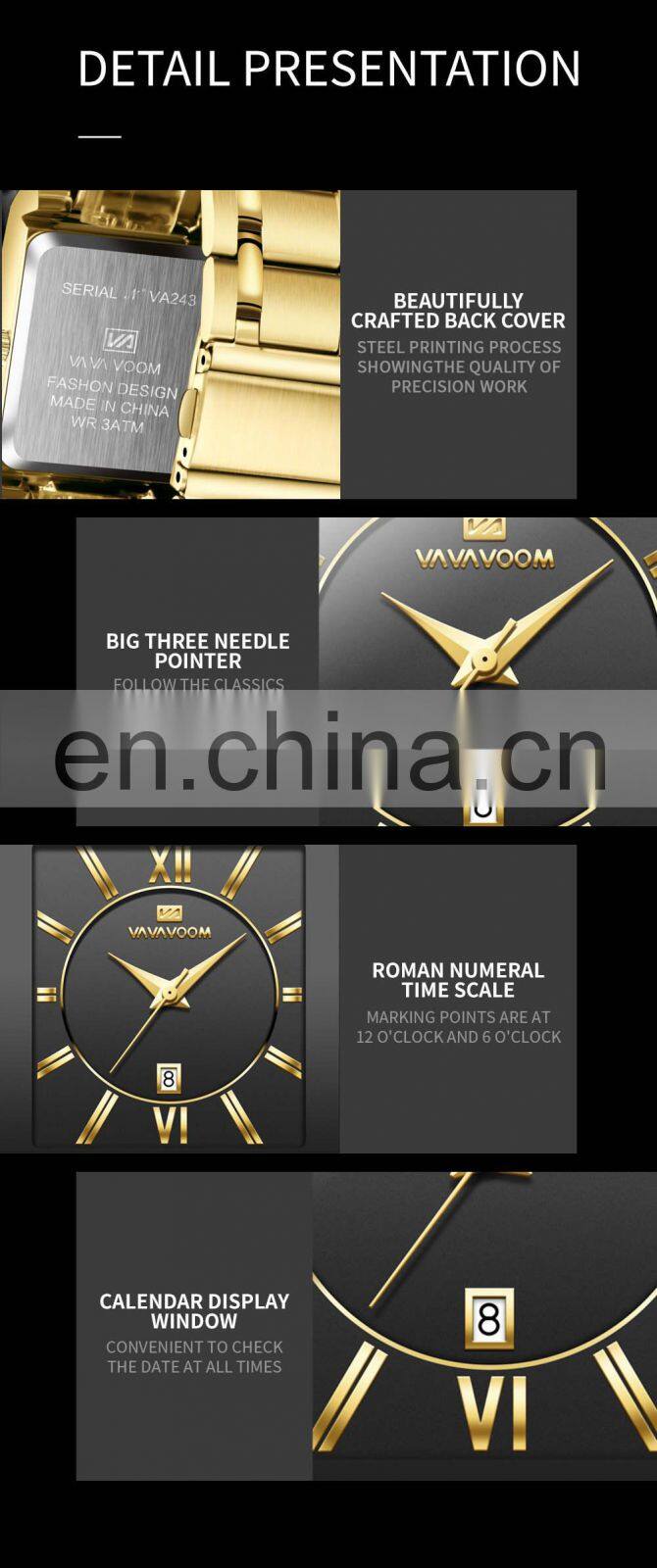 VA VA VOOM 2431 Mens Quartz Watch business Fashion waterproof luxury designer watch