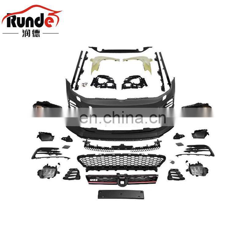 Runde Car Modification Accessories PP Material GTI Style Front Bumper Side Skirt Rear Lip For Volkswagen Golf 7.5 Body Kit