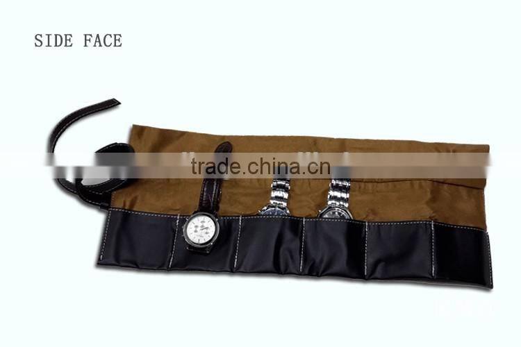 Wholesale Large Capacity Genuine Leather Watch Storage Bag Six Purse Travel Watch Bag Jewellery Pouch