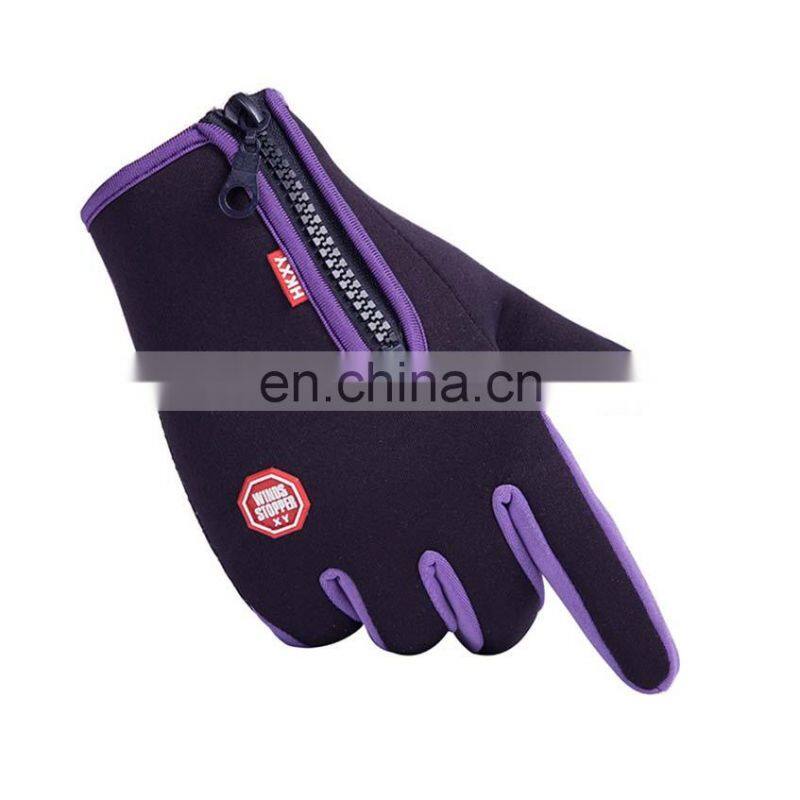 Wholesale Waterproof purple neoprene fabric with touchscreen fingers outdoor sport diving protective glove