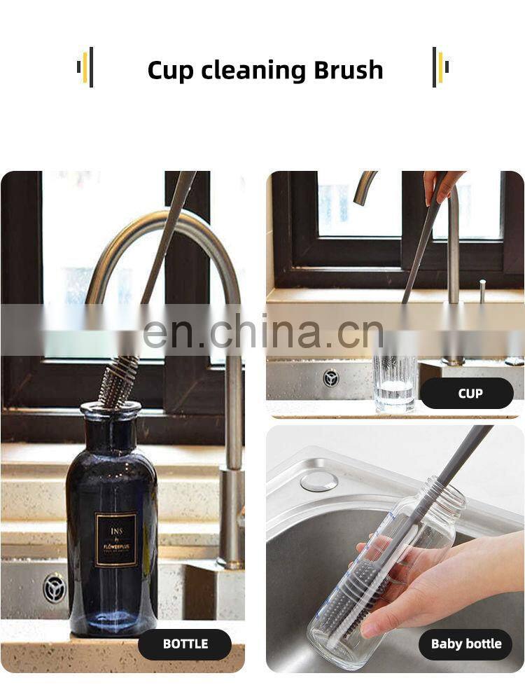 Silicone Cup Brush Cup Scrubber Glass Cleaner Kitchen Cleaning Tool Long Handle Drink Wineglass Bottle Glass Cup Cleaning Brush
