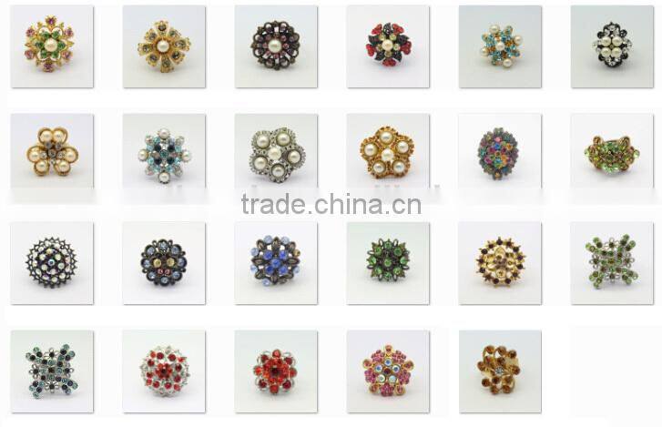 Make fashion jewelry rings ancient style rings shiny diamond pearl rings