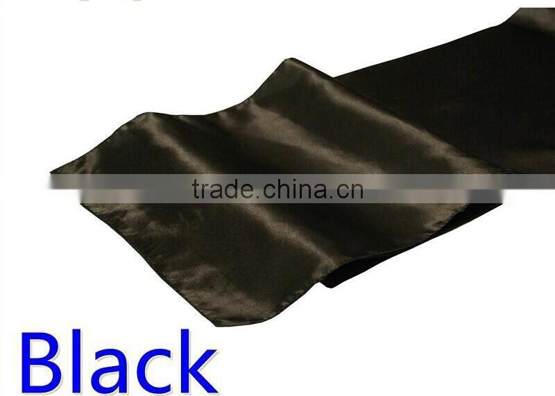 hot selling ployester satin table runner for wedding decoration, black color