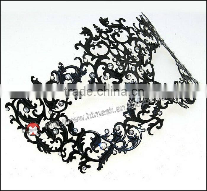 halbe gesicht blumen-design mardi gras party schwarze farbe kristall maske elegante metall laser charmante prinzessin maske