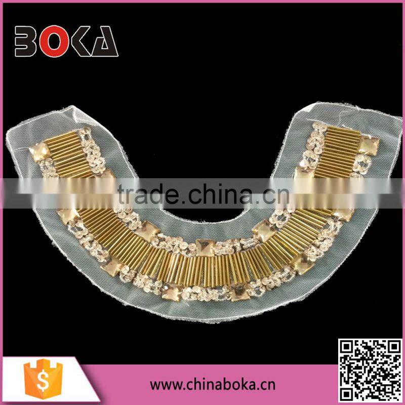BOKA New Arrival silver plastic beads neckline,embroidery collar with sequins applique