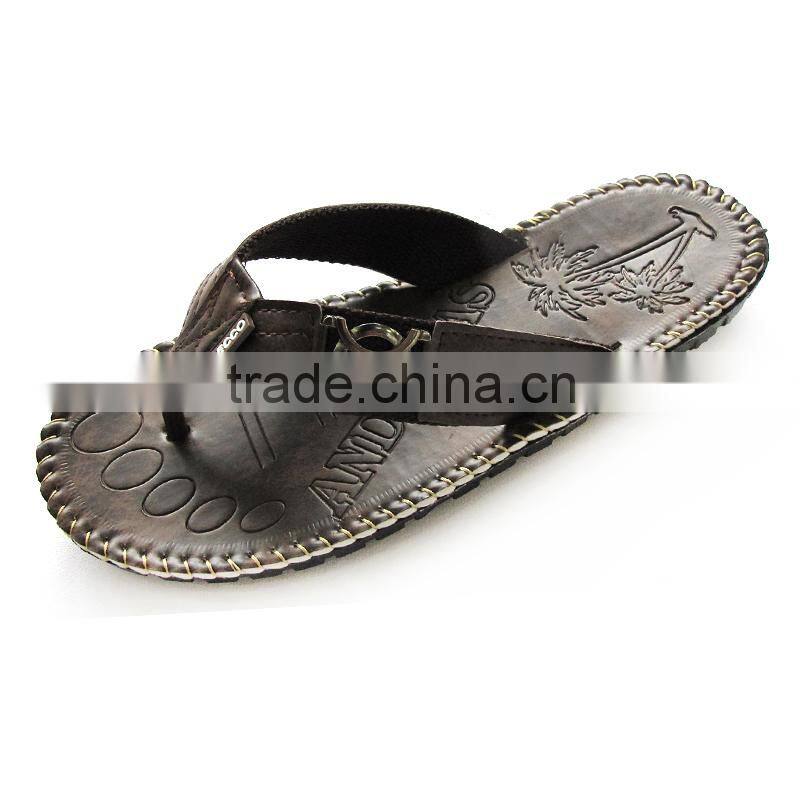 2015 man pu flip flop with pvc air blow slipper soles
