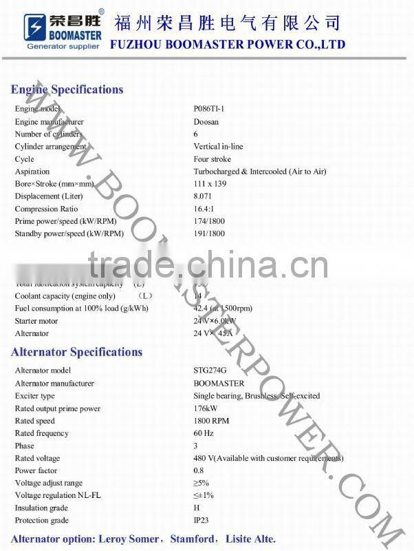 188kva china daewoo diesel generators studio lighting equipment