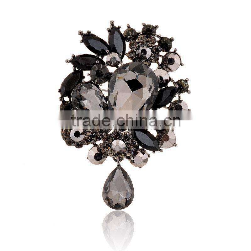 Black Acrylic And Rhinestone Cheap Wholesale Brooch