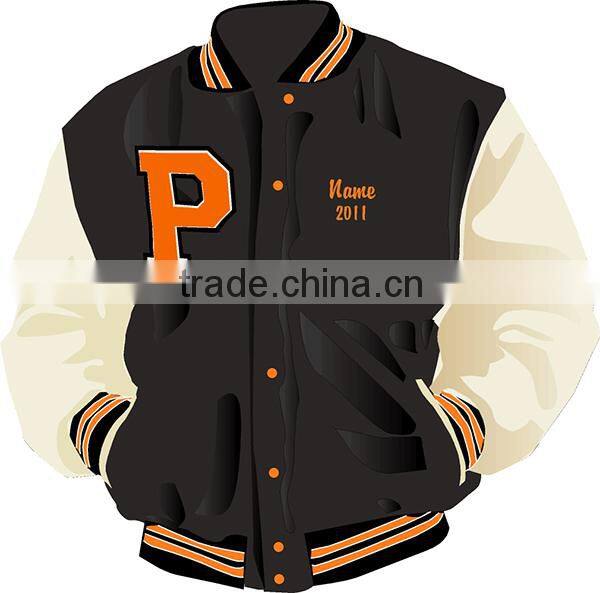 professional varsity jacket with leather sleeves
