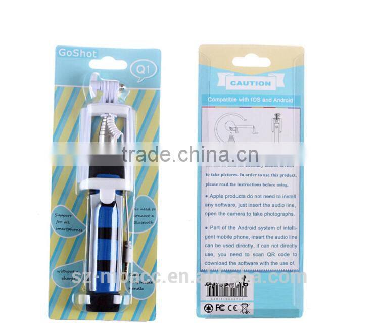 Factory price Wired Monopod selfie stick with cable