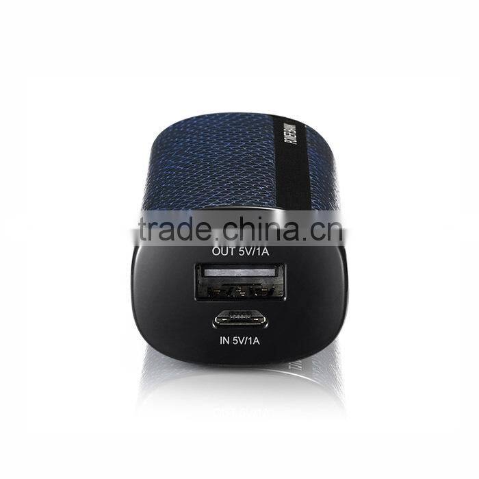 2600mAh Portable Black PU Power Bank New Design Unique PU Leather Power Supply Battery