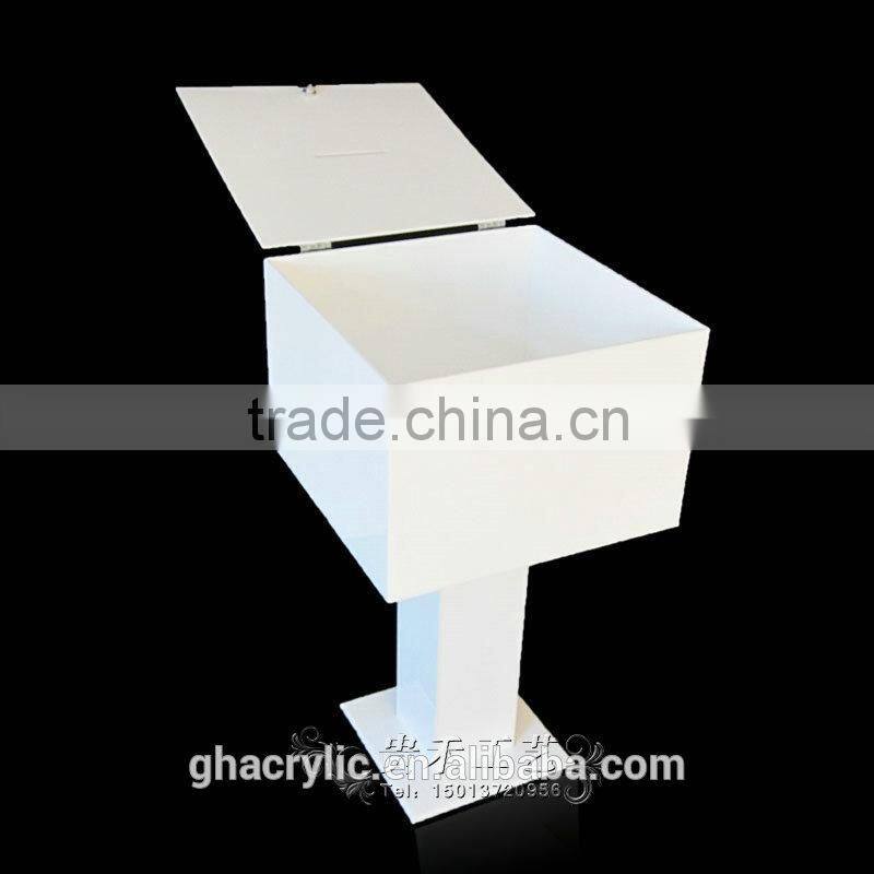 GH-RJ001Shenzhen factory wholesale acrylic donation boxes with locks/white donation boxes