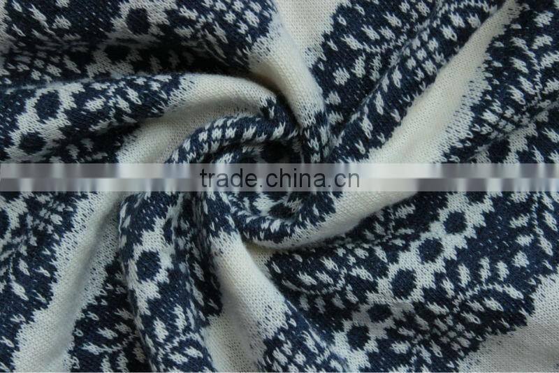 100% blue and white cotton jacquard fabric