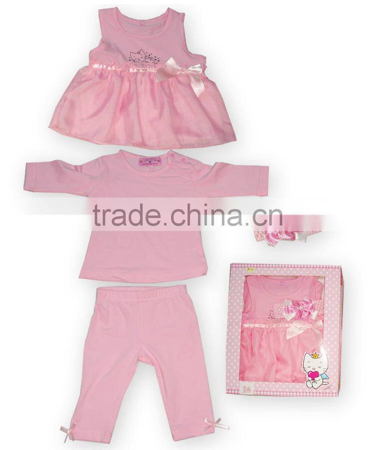 Angel Cat baby gift set suit 5pcs for girls sprint baby clothes wholesale price