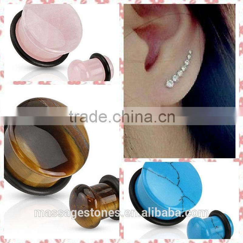 High Polished Organic Stone Ear Expander Rose Quartz Wholesale Stone Ear Plug