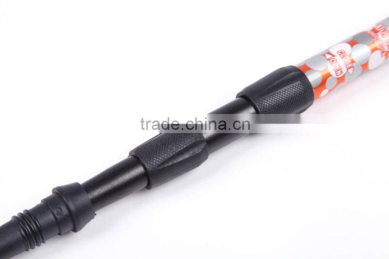 Colorful 3 section anti shock folding flexible alpenstock walking stick