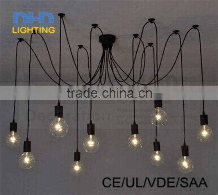 The 6-8-10-12-14 heads Spider chandelier insustrial iron pendant lamp edison vintage up and down lighting fixture